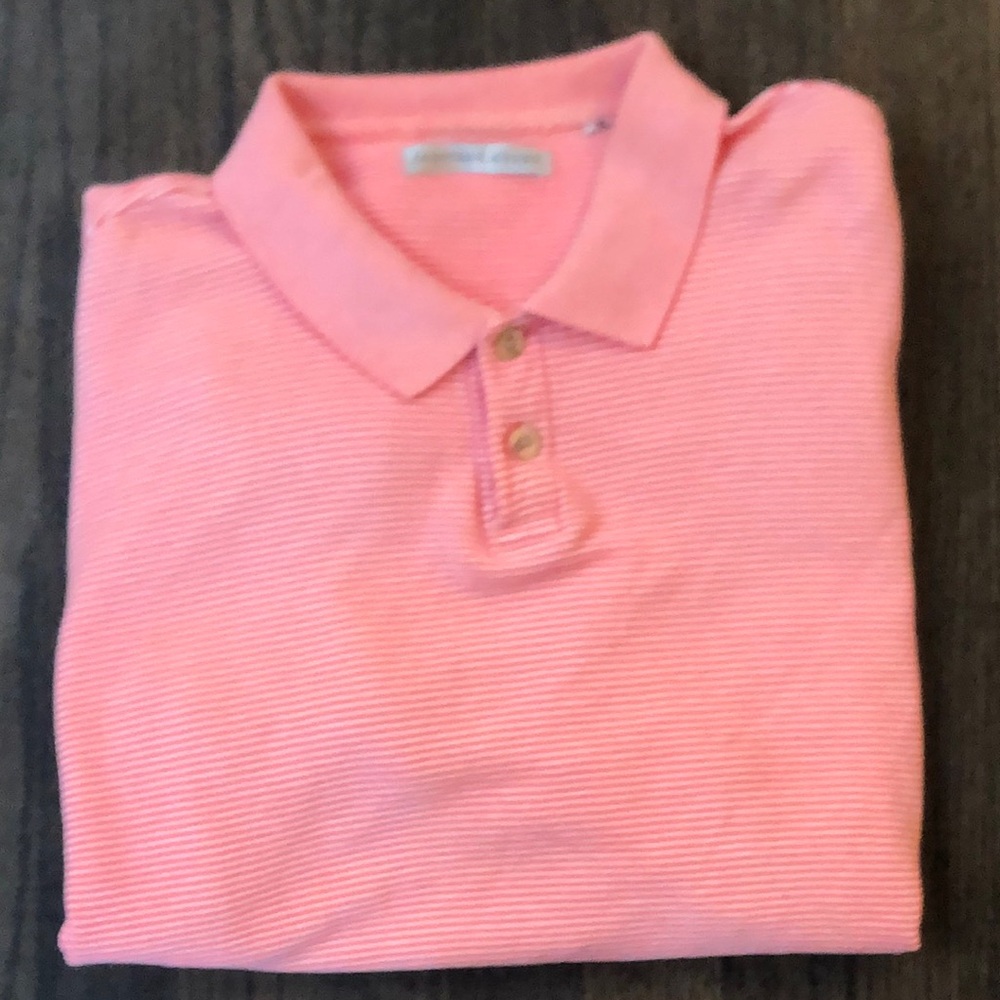 Geoffrey Beene Men Pink and White Short Sleeve Shirt.